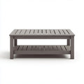 Table basse de jardin gris taupe en polypropylène effet bois rectangulaire 90 x 50 x 45 cm avec étagère