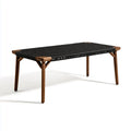 Table de jardin rectangulaire noir et brun 120 x 70 x 45 cm en acacia massif et corde PE