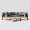 Salon de jardin d’angle 5 places avec 2 tables basses gris anthracite en pin massif 250 x 250 cm