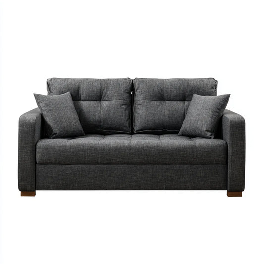 Canapé 2 places gris anthracite 152 x 86 x 91 cm en polyester forme droite