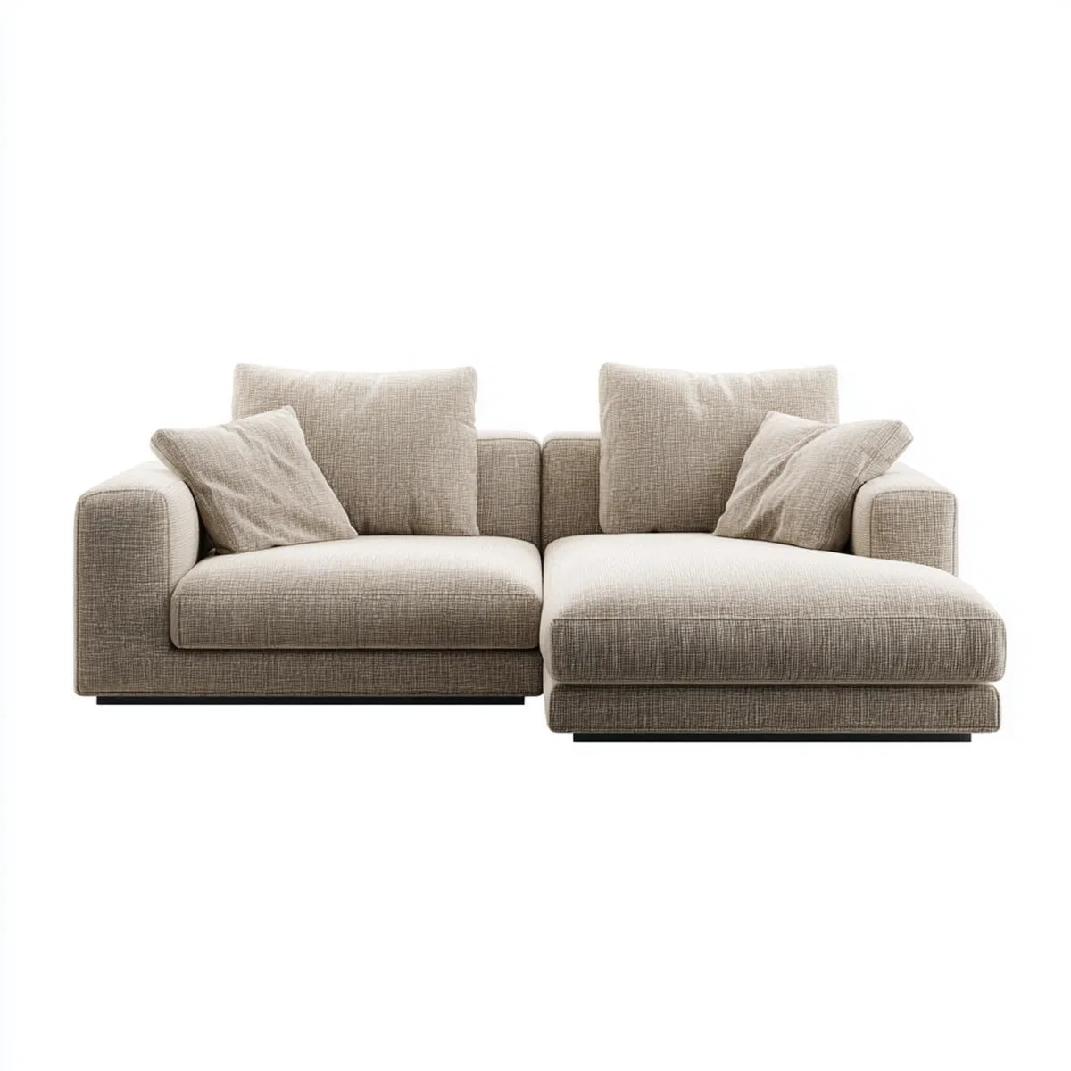 Canapé d'angle avec méridienne droite beige 260 x 160 x 85 cm en polyester forme en L