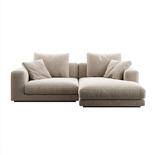 Canapé d'angle avec méridienne droite beige 260 x 160 x 85 cm en polyester forme en L