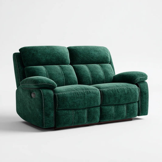 Canapé relax électrique 2 places vert émeraude en velours de polyester 170 x 95 x 102 cm