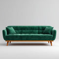 Canapé 3 places vert émeraude 220 x 90 x 83 cm velours polyester forme droite