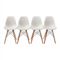 Lot de 4 chaises de salle à manger blanches 82 x 46 x 52 cm en polypropylène et hêtre massif forme coque
