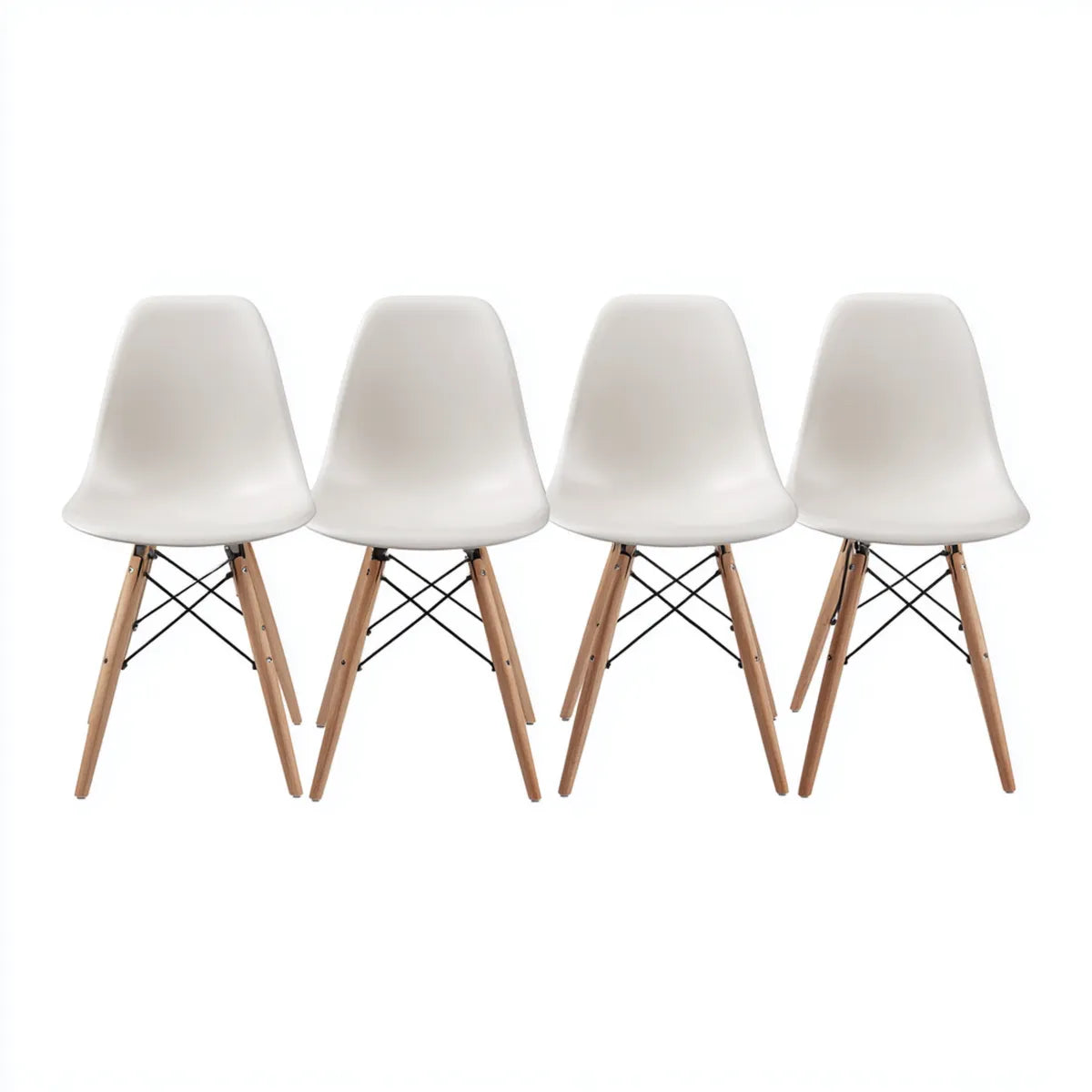 Lot de 4 chaises de salle à manger blanches 82 x 46 x 52 cm en polypropylène et hêtre massif forme coque