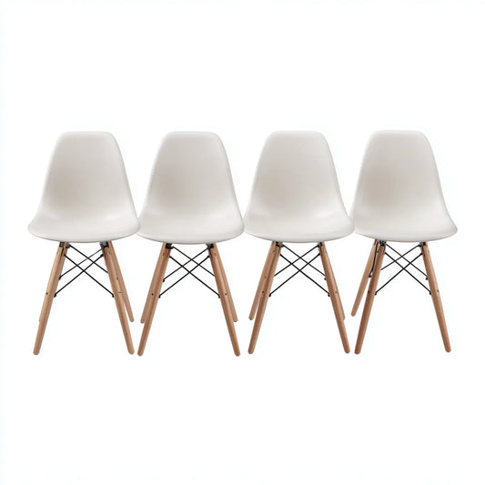 Lot de 4 chaises de salle à manger blanches 82 x 46 x 52 cm en polypropylène et hêtre massif forme coque