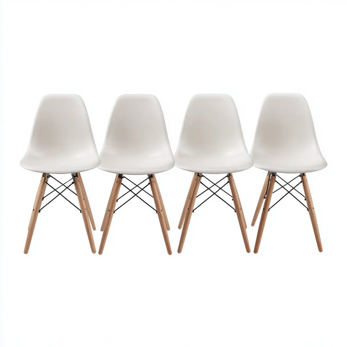 Lot de 4 chaises de salle à manger blanches 82 x 46 x 52 cm en polypropylène et hêtre massif forme coque