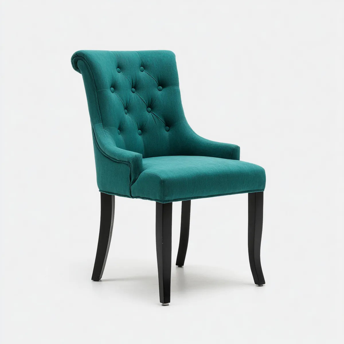 Chaise de salle à manger avec accoudoirs vert canard 58 x 65 x 98 cm en velours de polyester et bois d'hévéa massif