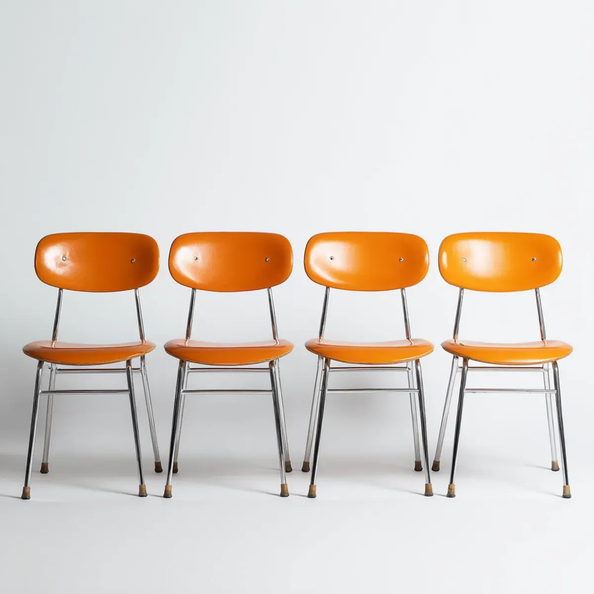 Chaises de salle à manger lot de 4 orange 44 x 48 x 78 cm contreplaqué acier chromé dossier arrondi