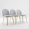 Lot de 3 chaises de salle à manger gris clair avec pieds dorés en acier 46 x 55 x 86 cm