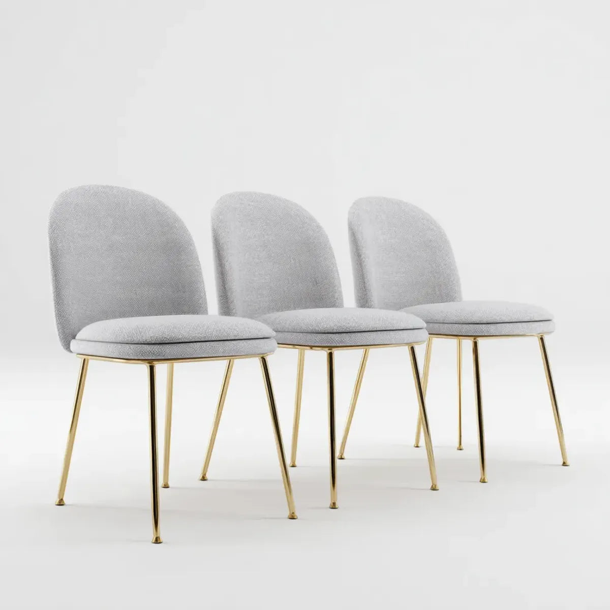 Lot de 3 chaises de salle à manger gris clair avec pieds dorés en acier 46 x 55 x 86 cm