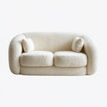 Canapé 2 places crème en polyester bouclette avec mousse polyuréthane forme arrondie L 180 x P 95 x H 75 cm