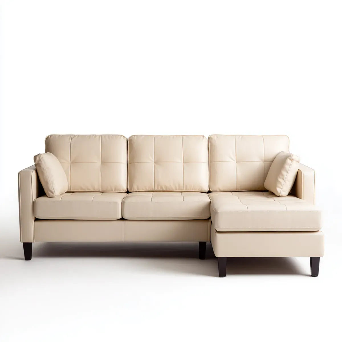 Canapé d’angle droit 3 places beige en cuir PU 238 x 150 x 85 cm