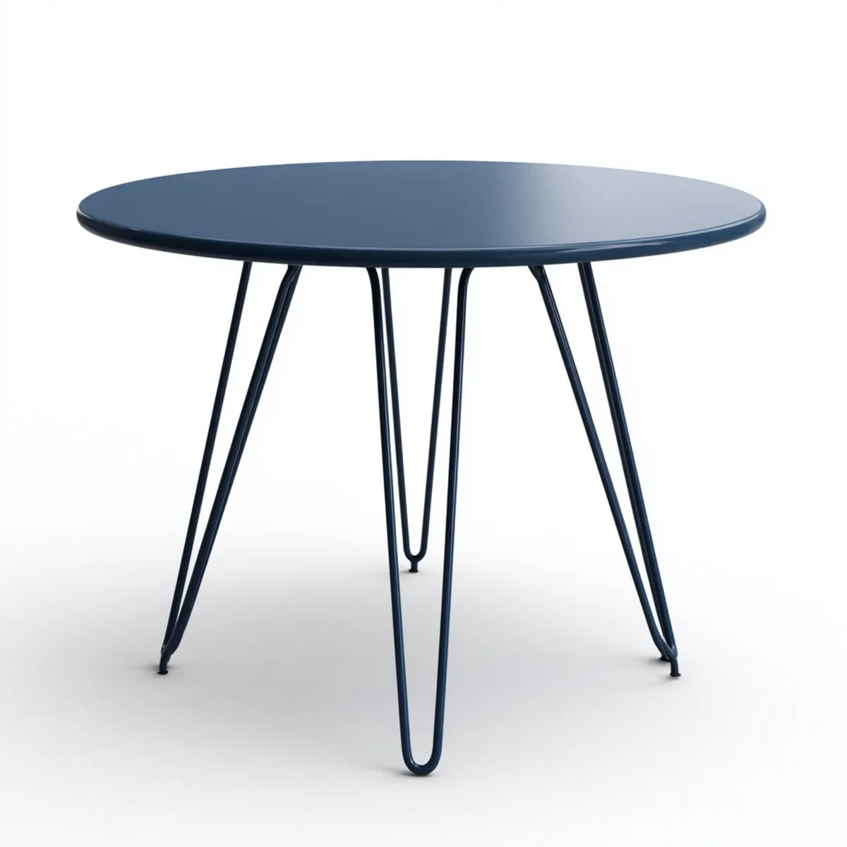 Table de jardin ronde bleu marine en acier Ø 100 cm hauteur 74 cm
