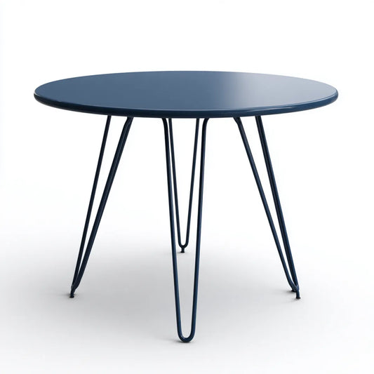 Table de jardin ronde bleu marine en acier Ø 100 cm hauteur 74 cm