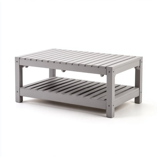 Table basse de jardin grise en pin massif rectangulaire 100 x 50 x 45 cm