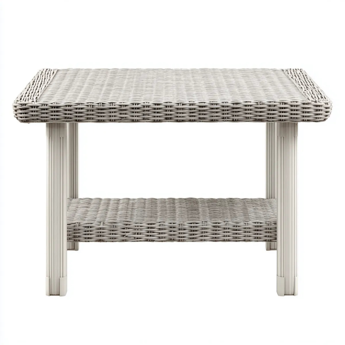 Table de jardin rectangulaire gris 100 x 60 x 45 cm en résine tressée PE et aluminium