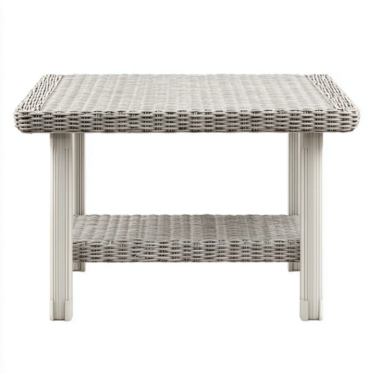 Table de jardin rectangulaire gris 100 x 60 x 45 cm en résine tressée PE et aluminium