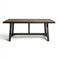 Table de jardin rectangulaire noire et marron 200 x 100 x 75 cm en acier acier galvanisé rotin PE et acacia