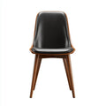 Chaise de salle à manger noire et noyer en similicuir PU et bois massif 48 x 54 x 82 cm dossier arrondi