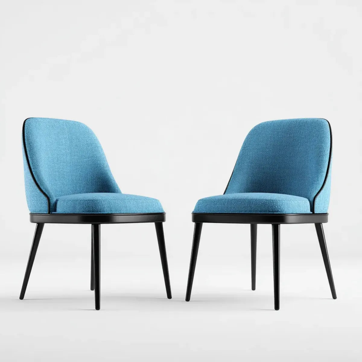 Lot de 2 chaises de salle à manger bleues 48 x 56 x 82 cm en polyester et acier à dossier arrondi