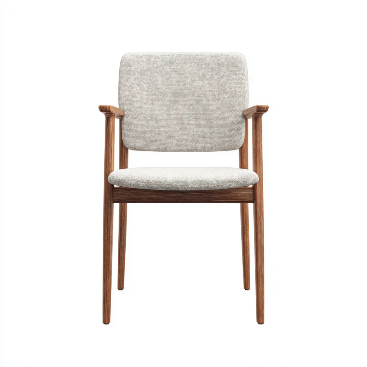 Chaise de salle à manger avec accoudoirs beige et noyer massif 57 x 57 x 80 cm