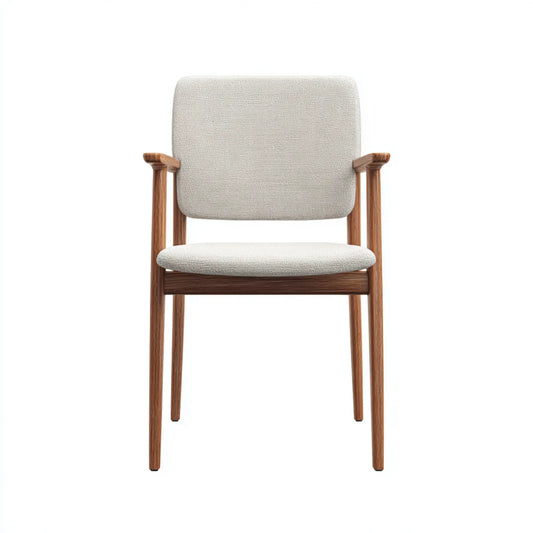 Chaise de salle à manger avec accoudoirs beige et noyer massif 57 x 57 x 80 cm
