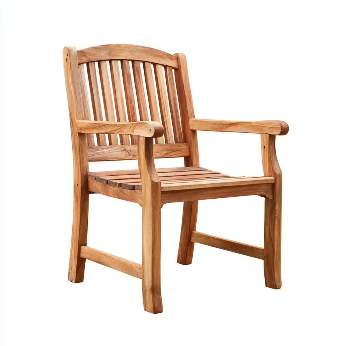 Fauteuil de salle à manger en teck massif naturel à dossier à lattes 58 x 60 x 95 cm